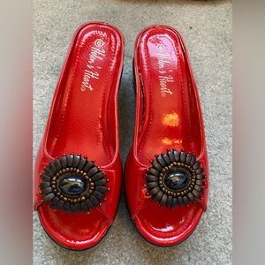 Helen’s Heart Red Patent Leather Slip on Sandals